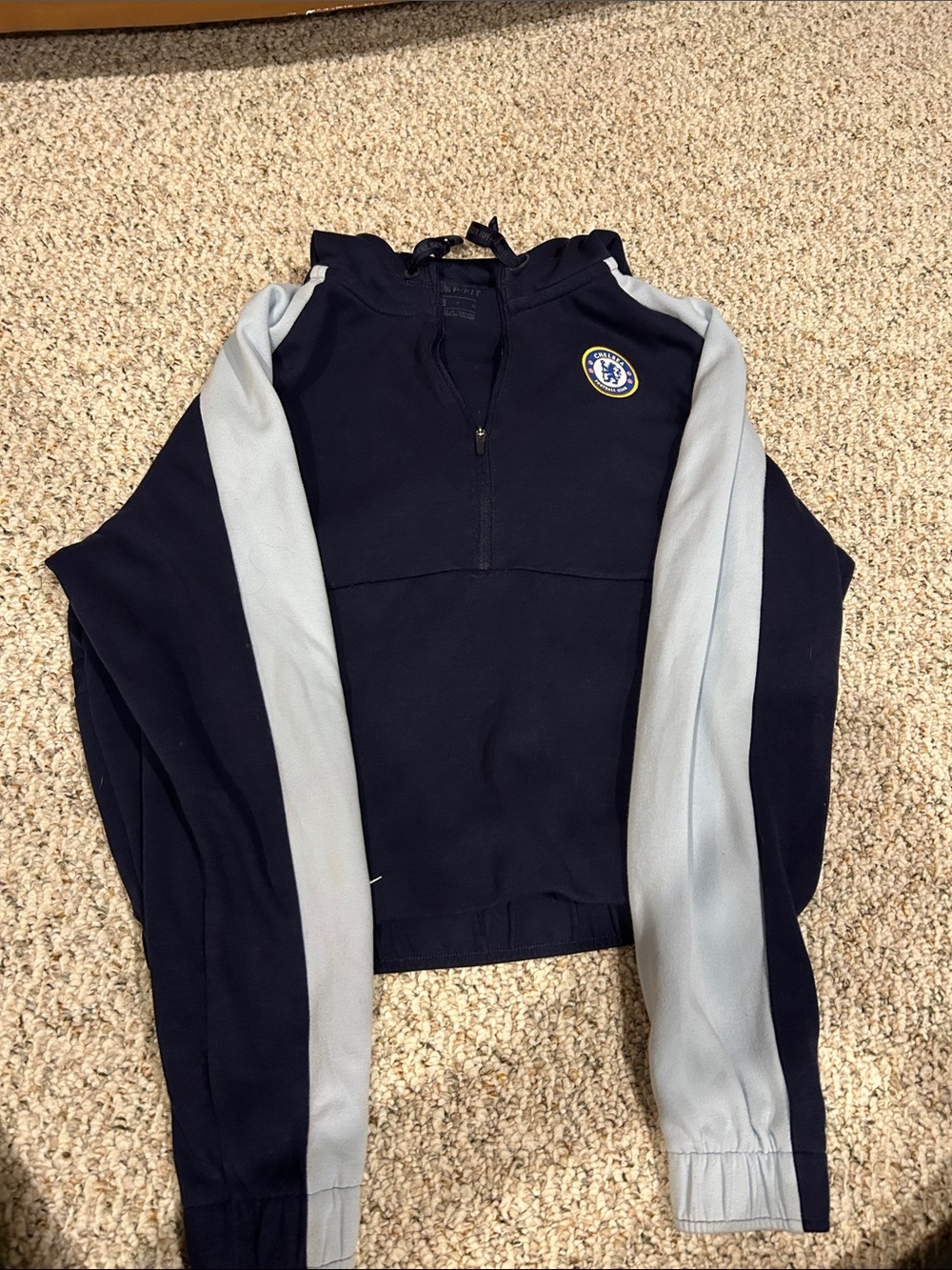 Women’s Nike Soccer Navy and Light Blue Chelsea Cropped Half-Zip Sweater SZ Sm